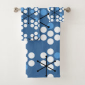 Retro Midcentury MCM Stippen Blauw Bad Handdoek (Insitu)