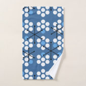 Retro Midcentury MCM Stippen Blauw Bad Handdoek (Handdoek)