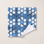 Retro Midcentury MCM Stippen Blauw Bad Handdoek (Wasdoekje)