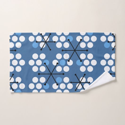 Retro Midcentury MCM Stippen Blauw Bad Handdoek (Handdoek)