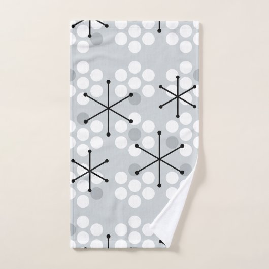 Retro Midcentury MCM Stippen Zilver Bad Handdoek (Handdoek)