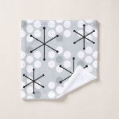 Retro Midcentury MCM Stippen Zilver Bad Handdoek (Wasdoekje)
