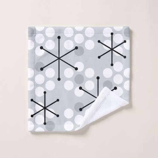 Retro Midcentury MCM Stippen Zilver Bad Handdoek (Wasdoekje)
