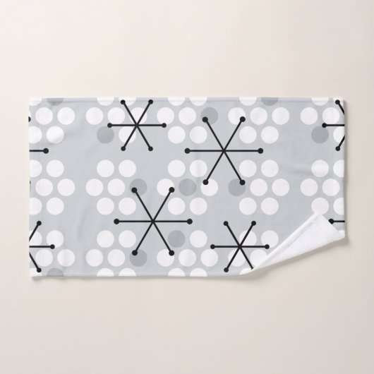 Retro Midcentury MCM Stippen Zilver Bad Handdoek (Handdoek)