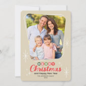 Retro Midcentury Modern 3 foto's van Kerstmis Feestdagenkaart (Voorkant)