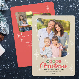 Retro Midcentury Modern 3 foto's van Kerstmis Feestdagenkaart