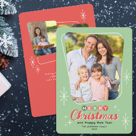 Retro Midcentury Modern 3 foto's van Kerstmis Feestdagenkaart