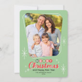 Retro Midcentury Modern 3 foto's van Kerstmis Feestdagenkaart (Voorkant)