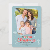 Retro Midcentury Modern 3 foto's van Kerstmis Feestdagenkaart (Voorkant)