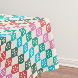 Retro MidCentury Modern Patroon Kleurrijke Kerstmi Tafelkleed