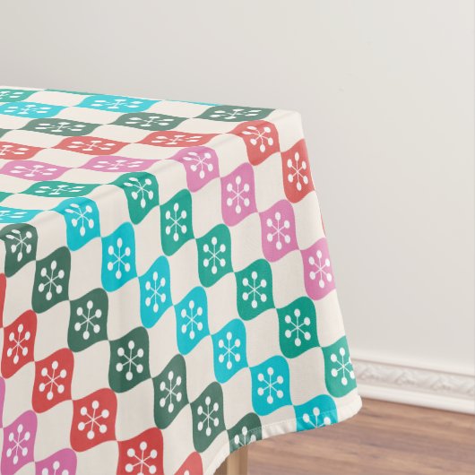 Retro MidCentury Modern Patroon Kleurrijke Kerstmi Tafelkleed (Voorbeeld)