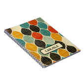 Retro Midcentury Modern Patroon Turquoise Bruin Notitieboek (Rechterzijde)