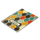 Retro Midcentury Modern Patroon Turquoise Bruin Notitieboek (Linkerzijde)