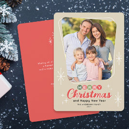 Retro Midcentury Moderne Bericht Foto Kerstmis Feestdagenkaart