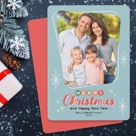 Retro Midcentury Moderne Foto Kerstmis Feestdagenkaart