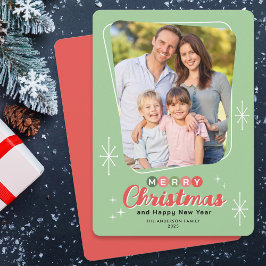 Retro Midcentury Moderne Foto Kerstmis Feestdagenkaart