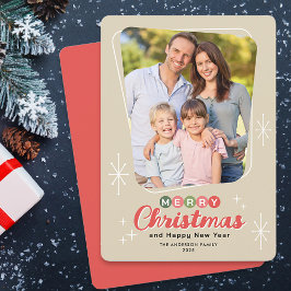 Retro Midcentury Moderne Foto Kerstmis Feestdagenkaart