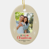 Retro Midcentury Moderne Foto Kerstmis Keramisch Ornament (Achterkant)