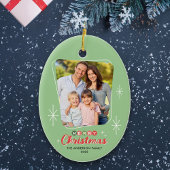 Retro Midcentury Moderne Foto Kerstmis Keramisch Ornament