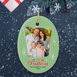 Retro Midcentury Moderne Foto Kerstmis Keramisch Ornament