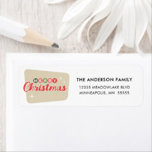 Retro Midcentury Moderne Kerst Retour Adres Etiket