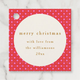 Retro MidCentury Rood Roze Schattige Aangepaste Ke Bedankjes Labels