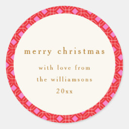 Retro MidCentury Rood Roze Schattige Aangepaste Ke Ronde Sticker