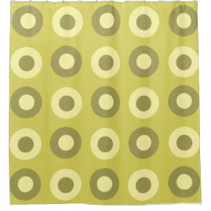 Retro MidCentury Stippen Chartreuse Douchegordijn