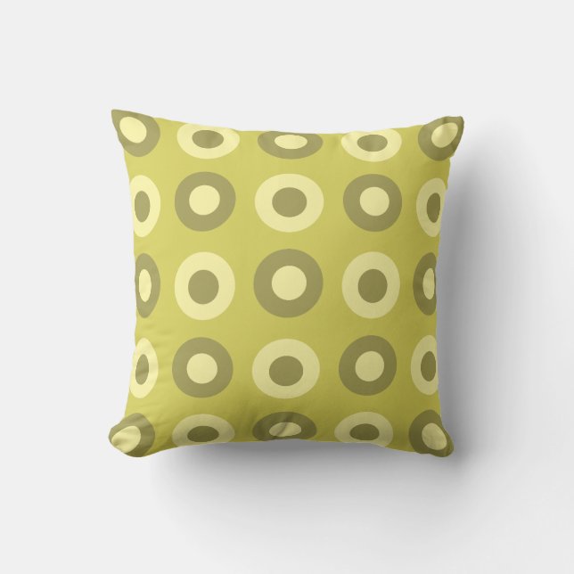 Retro MidCentury Stippen Chartreuse Kussen (Voorkant)