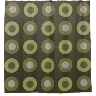 Retro MidCentury Stippen Olijfgroen Douchegordijn