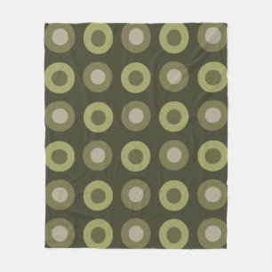 Retro MidCentury Stippen Olijfgroen Fleece Deken