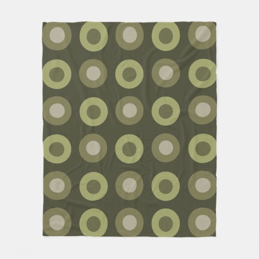 Retro MidCentury Stippen Olijfgroen Fleece Deken (Voorkant)