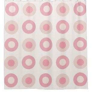 Retro MidCentury Stippen Roze Vanille Douchegordijn