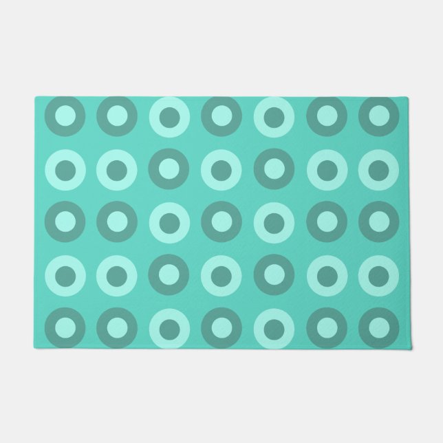 Retro MidCentury Stippen Turquoise Deurmat (Voorkant)