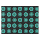 Retro MidCentury Stippen Zwart Blauwgroen Tafelkleed (Voorkant (Horizontaal))