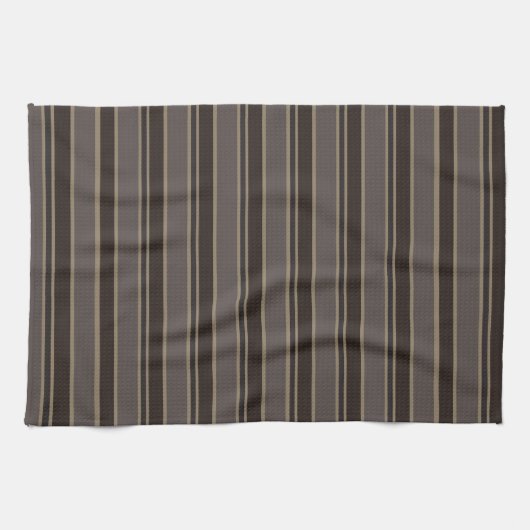 Retro Midcentury Stripes Dark Academia Theedoek (Horizontaal)