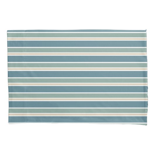 Retro Midcentury Stripes Ocean Green Kussensloop (Voorkant)