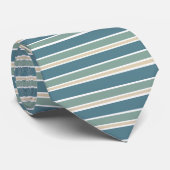 Retro Midcentury Stripes Ocean Green Stropdas (Opgerold)
