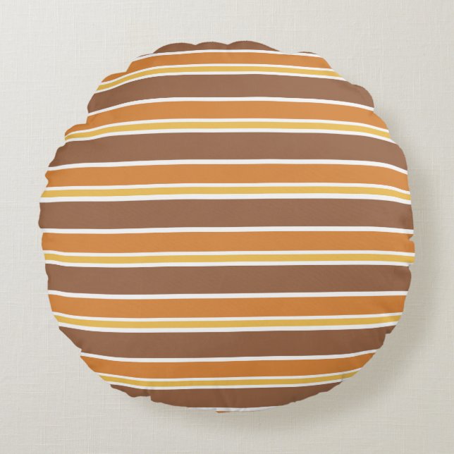 Retro Midcentury Stripes veelkleurig Rond Kussen (Voorkant)
