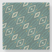 Retro Midcentury Style Teal Geometric Abstract Stenen Onderzetter (Voorkant)