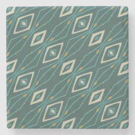 Retro Midcentury Style Teal Geometric Abstract Stenen Onderzetter