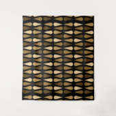 Retro Midcentury Teardrops Black Brown Wandkleed (Voorkant)