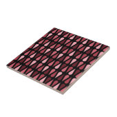 Retro Midcentury Teardrops Black Red Tegeltje (Zijkant)