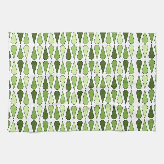 Retro Midcentury Traandrop Chartreuse Theedoek (Horizontaal)
