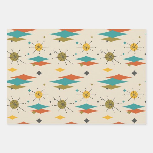 Retro  middeleeuwse atoomruimtetijd inpakpapier vel (Voorkant 2)