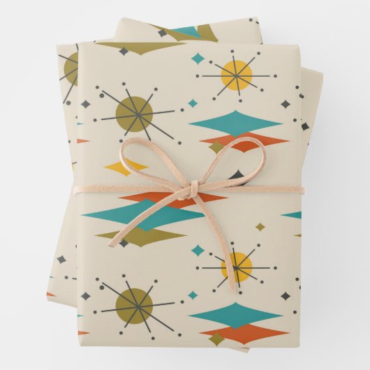 Retro  middeleeuwse atoomruimtetijd inpakpapier vel (In situ)