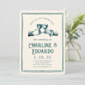 Retro middeleeuwse gravure Art Bruiloft Kaart (Staand voorkant)