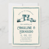 Retro middeleeuwse gravure Art Bruiloft Kaart (Voorkant)