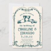 Retro middeleeuwse gravure Art Bruiloft Kaart (Voorkant)