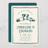 Retro middeleeuwse gravure Art Bruiloft Kaart